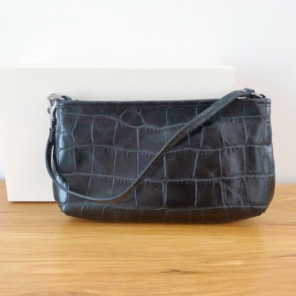 COACH Madison Black Croc Large Wristlet  NEW in Box